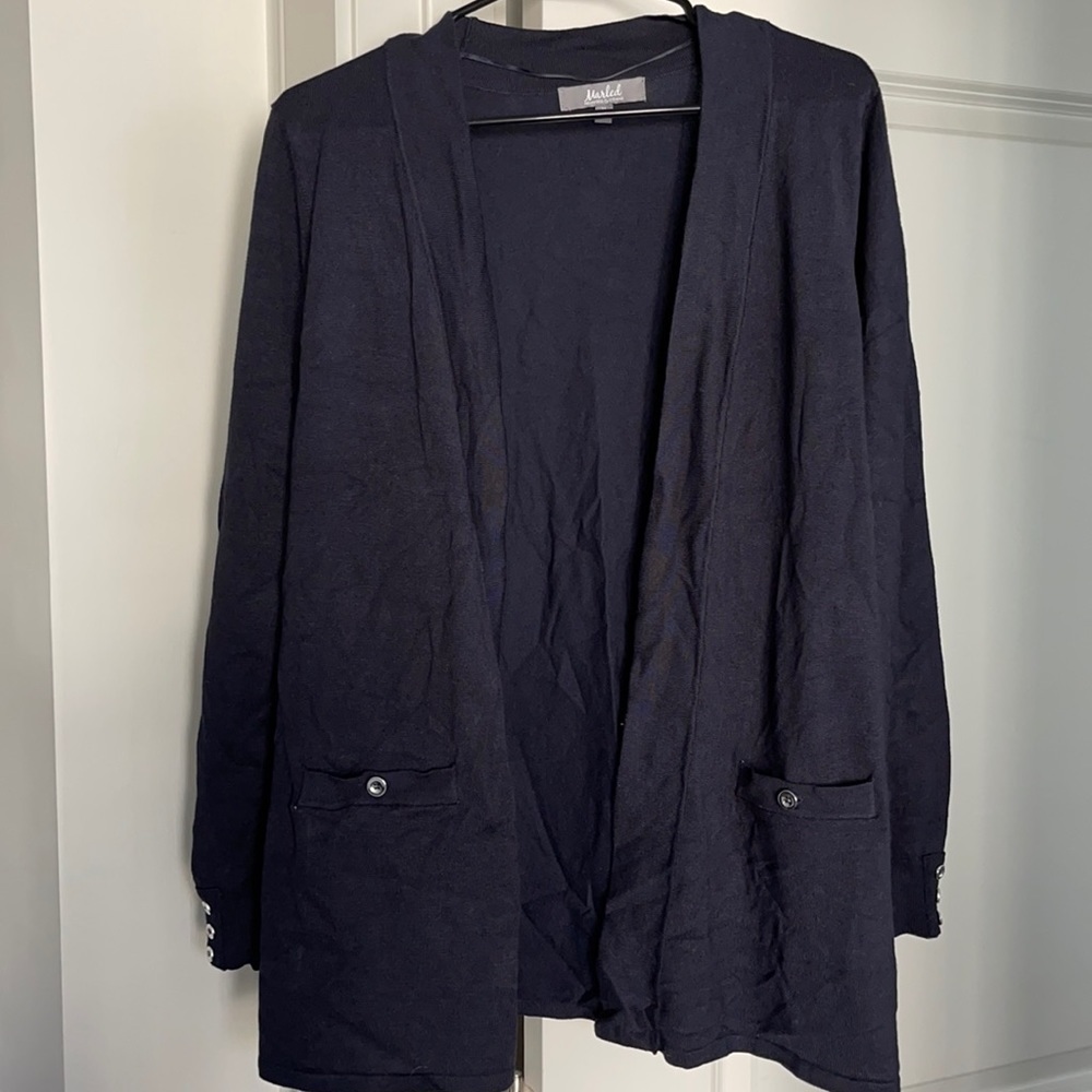 Navy Blue Cardigan with Silver Buttons